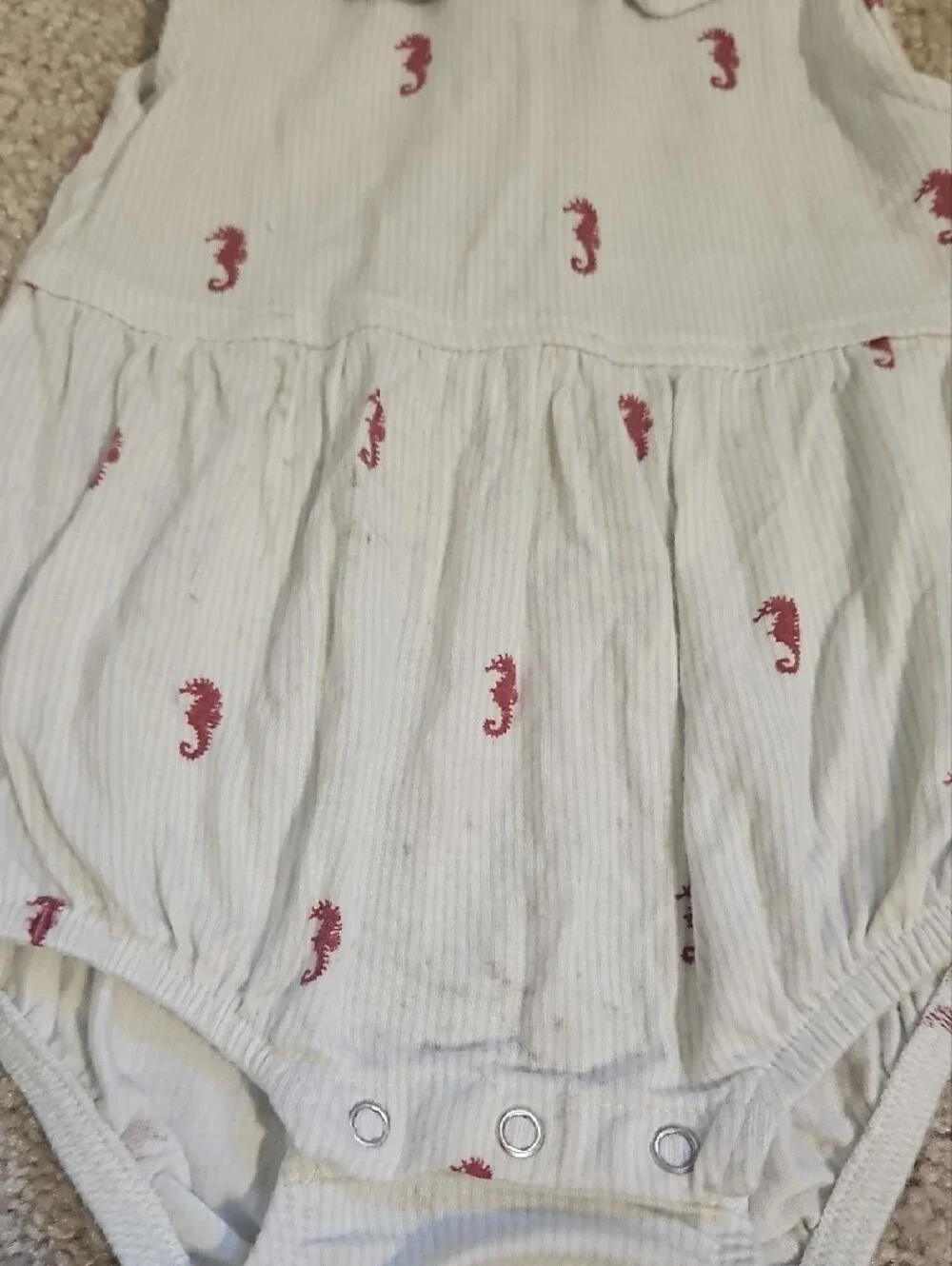 kate quinn White Romper with Pink Seahorse Print size 3-6 months
